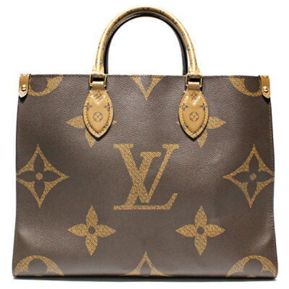 Louis Vuitton Giant Reverse Onthego Tote Bag Brown Camel Shoulder Bag
